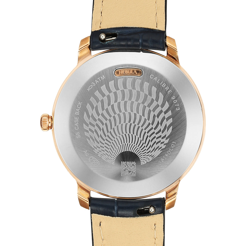 Titan Nebula 18K Gold Dial Blue Leather Strap Analog Watch For Women