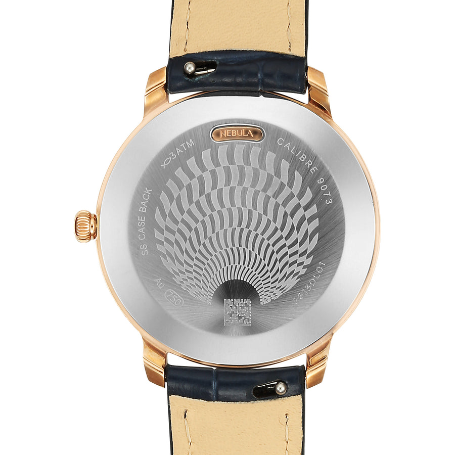 Titan Nebula 18K Gold Dial Blue Leather Strap Analog Watch For Women