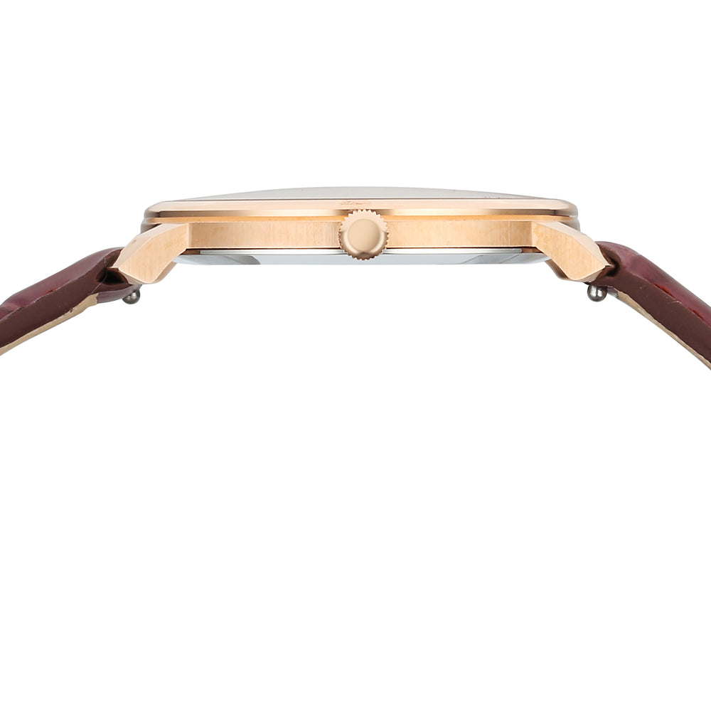 Titan Nebula 18K Gold Dial Maroon Leather Strap Analog Watch For Women
