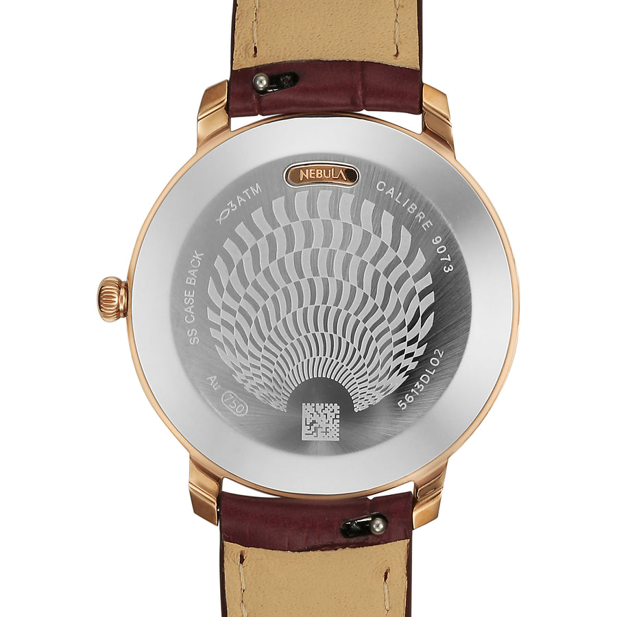 Titan Nebula 18K Gold Dial Maroon Leather Strap Analog Watch For Women