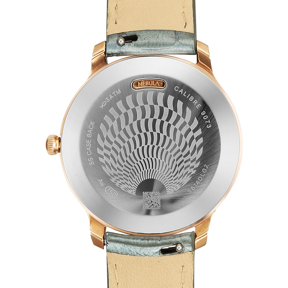 Titan Nebula 18K Gold Dial Grey Leather Strap Analog Watch For Women