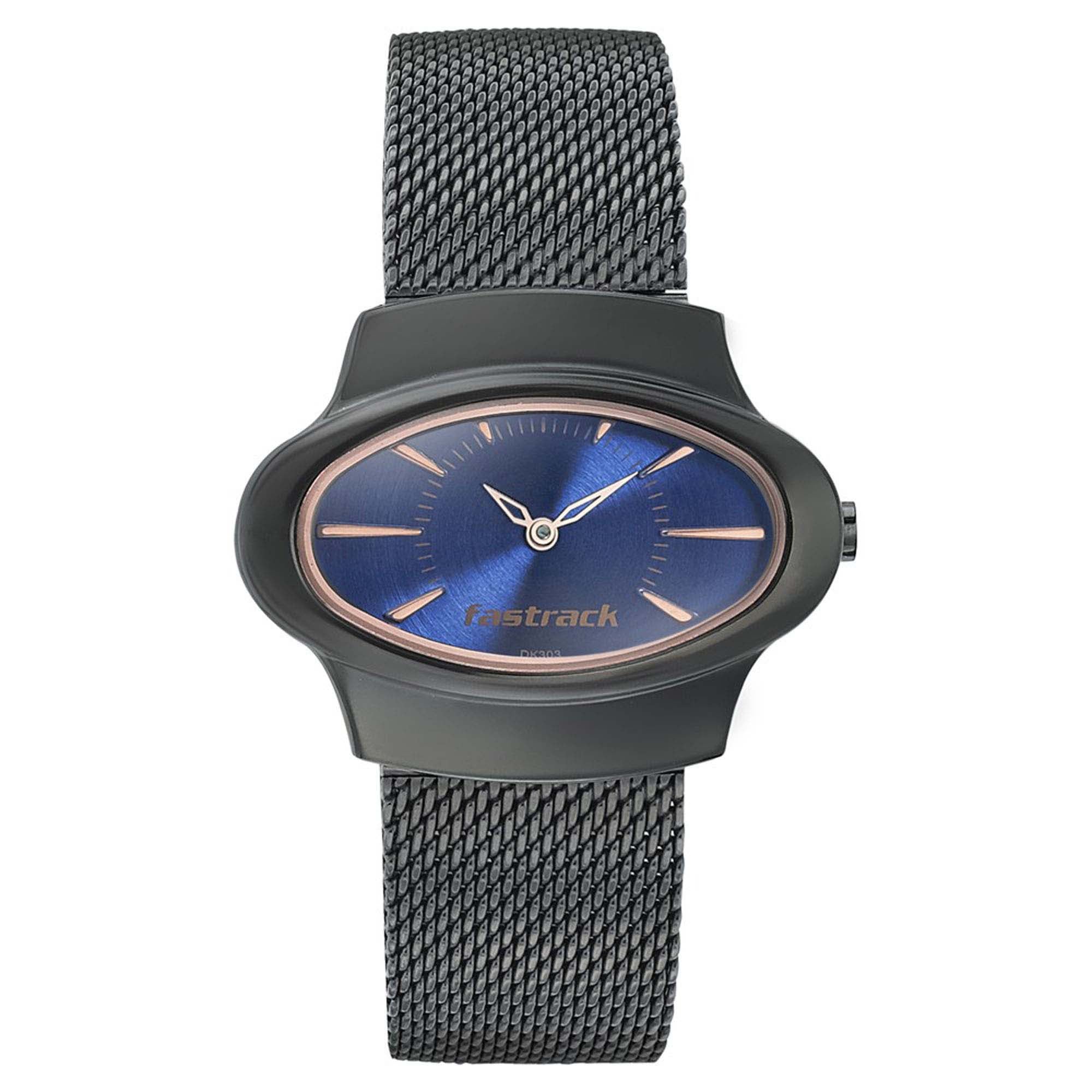 Fastrack Hitlist Quartz Analog Blue Dial Stainless Steel Strap Watch for Girls