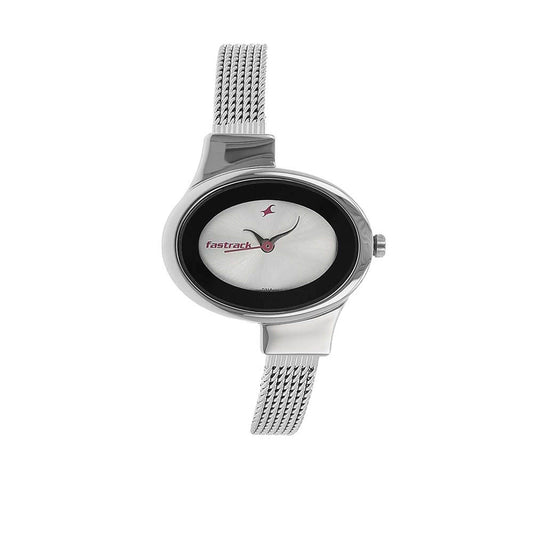 Fastrack Quartz Analog Black Dial Stainless Steel Strap Watch for Girls