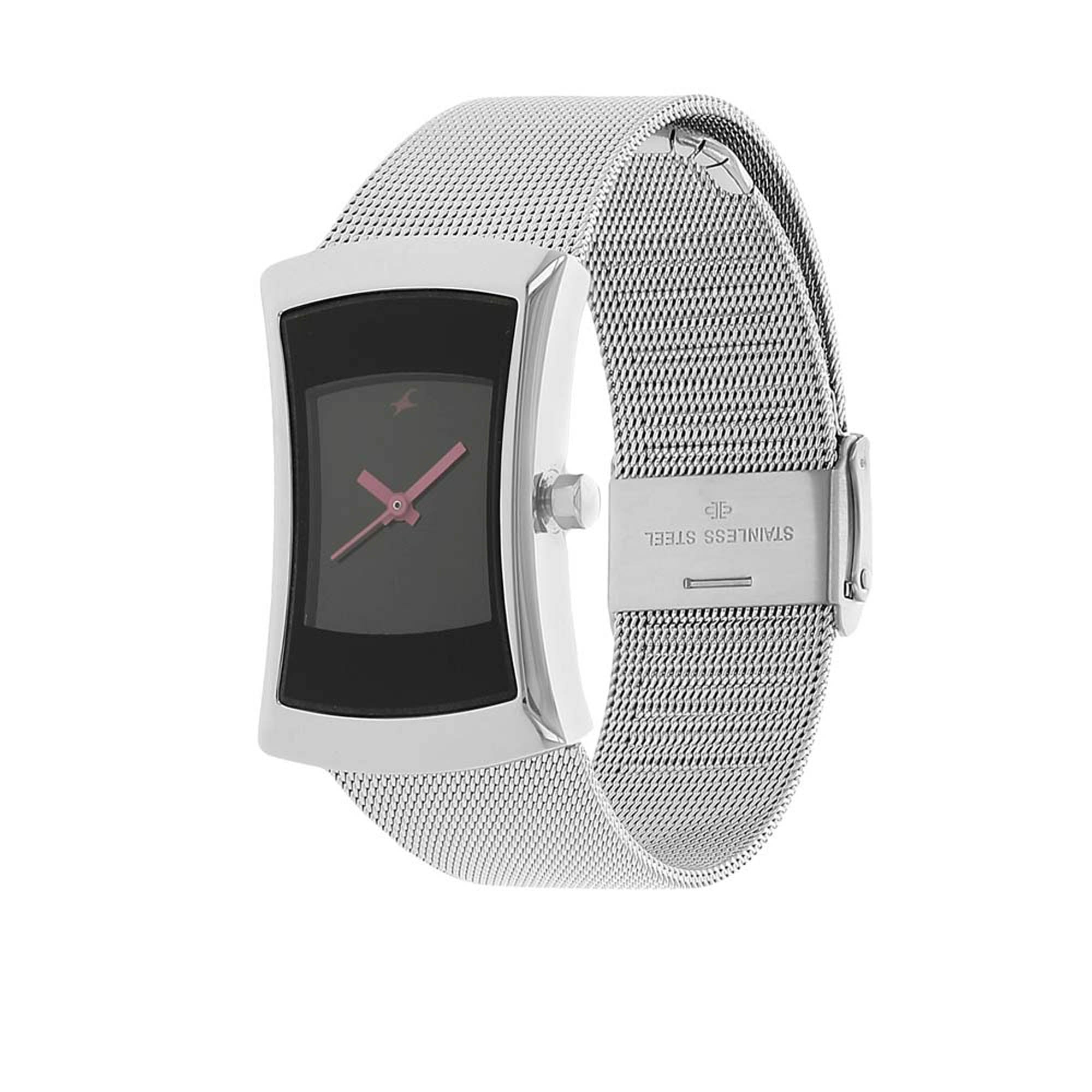 Fastrack Quartz Analog Black Dial Metal Strap Watch for Girls