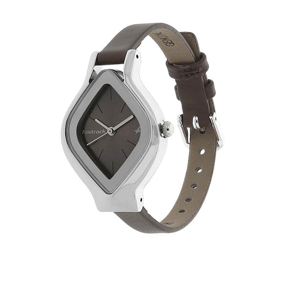 Fastrack Quartz Analog Brown Dial Leather Strap Watch for Girls