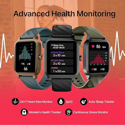 Fastrack FS1 Smart Watch, 1.83" HD Display, SingleSync BT Calling, 110+ Sports Modes, Upto 7 Days Battery, NitroFast Charge, 200+ Watchfaces, Stress Monitor, IP68, Smartwatch for Unisex