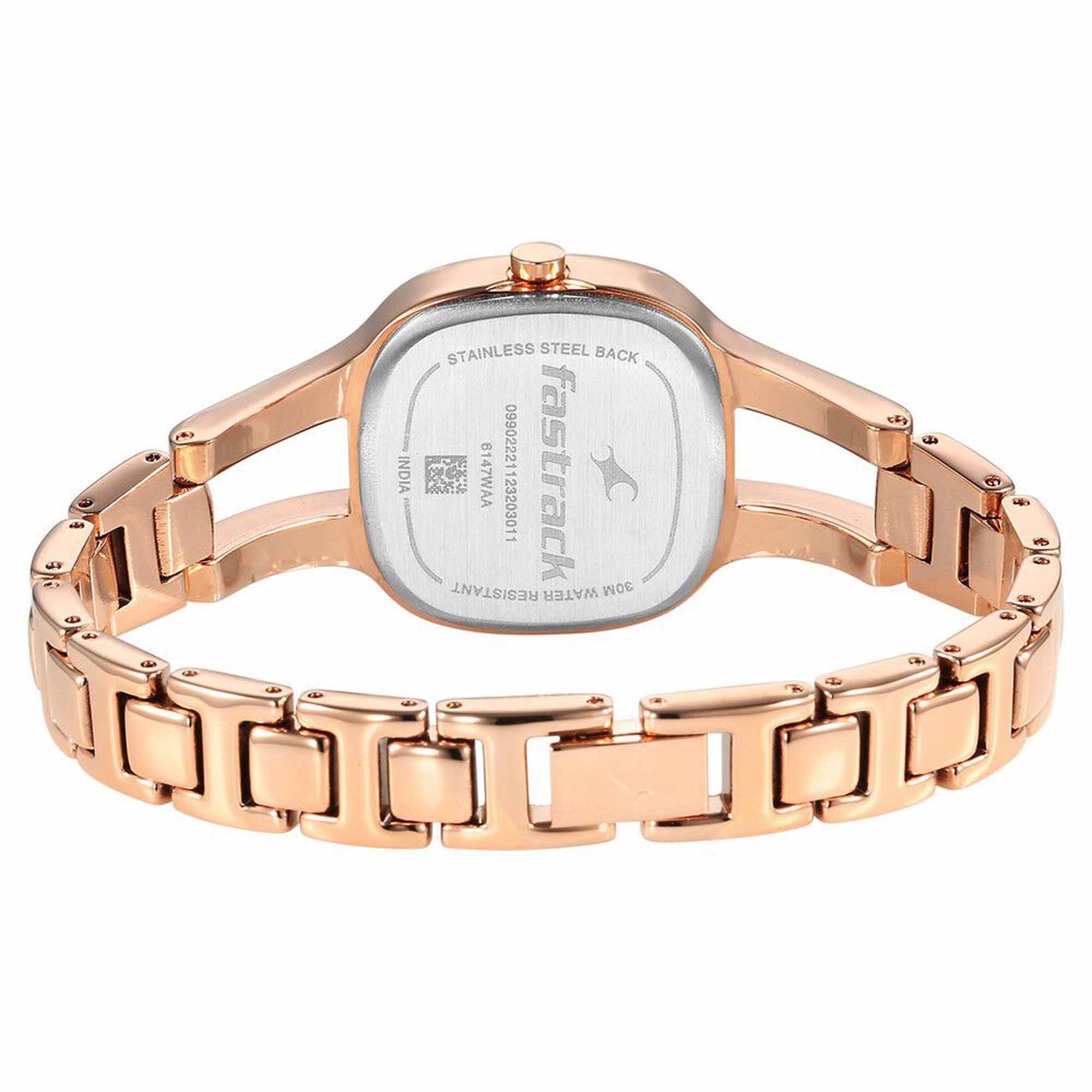Fastrack Pulse Mother of Pearl Square Dial Metal Strap Analog Watch for Women
