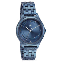 Fastrack Blue Dial Stainless Steel Strap Analog Watch for Women