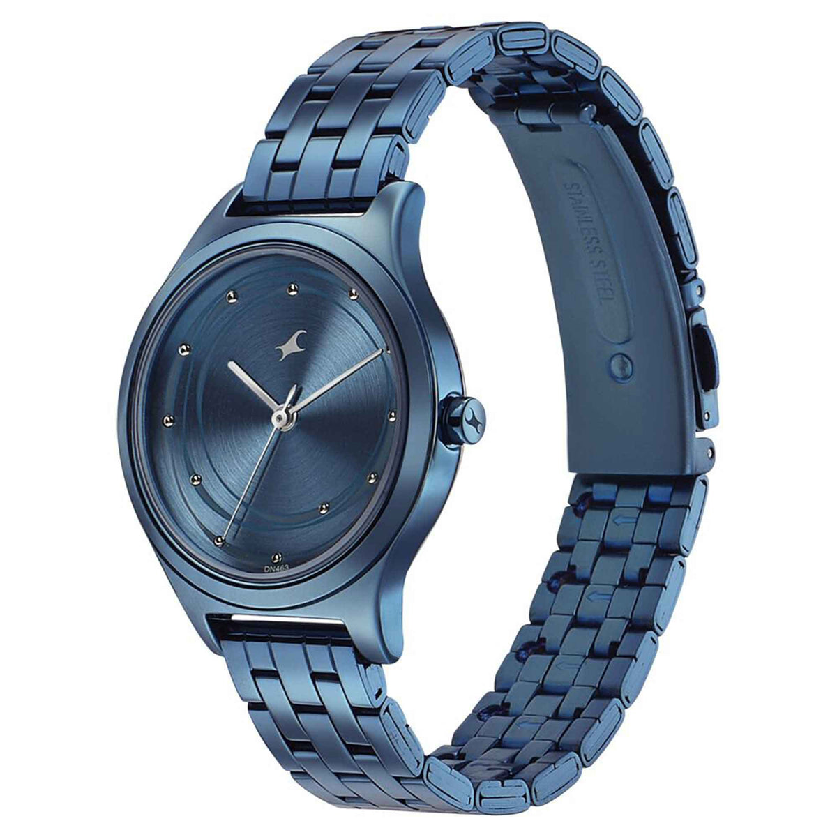 Fastrack Blue Dial Stainless Steel Strap Analog Watch for Women