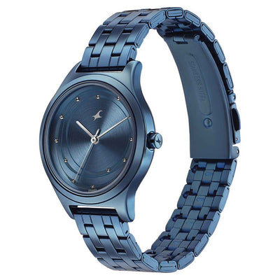 Fastrack Blue Dial Stainless Steel Strap Analog Watch for Women