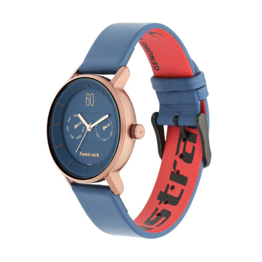 Fastrack Blue Dial Leather Strap Watch for Girls