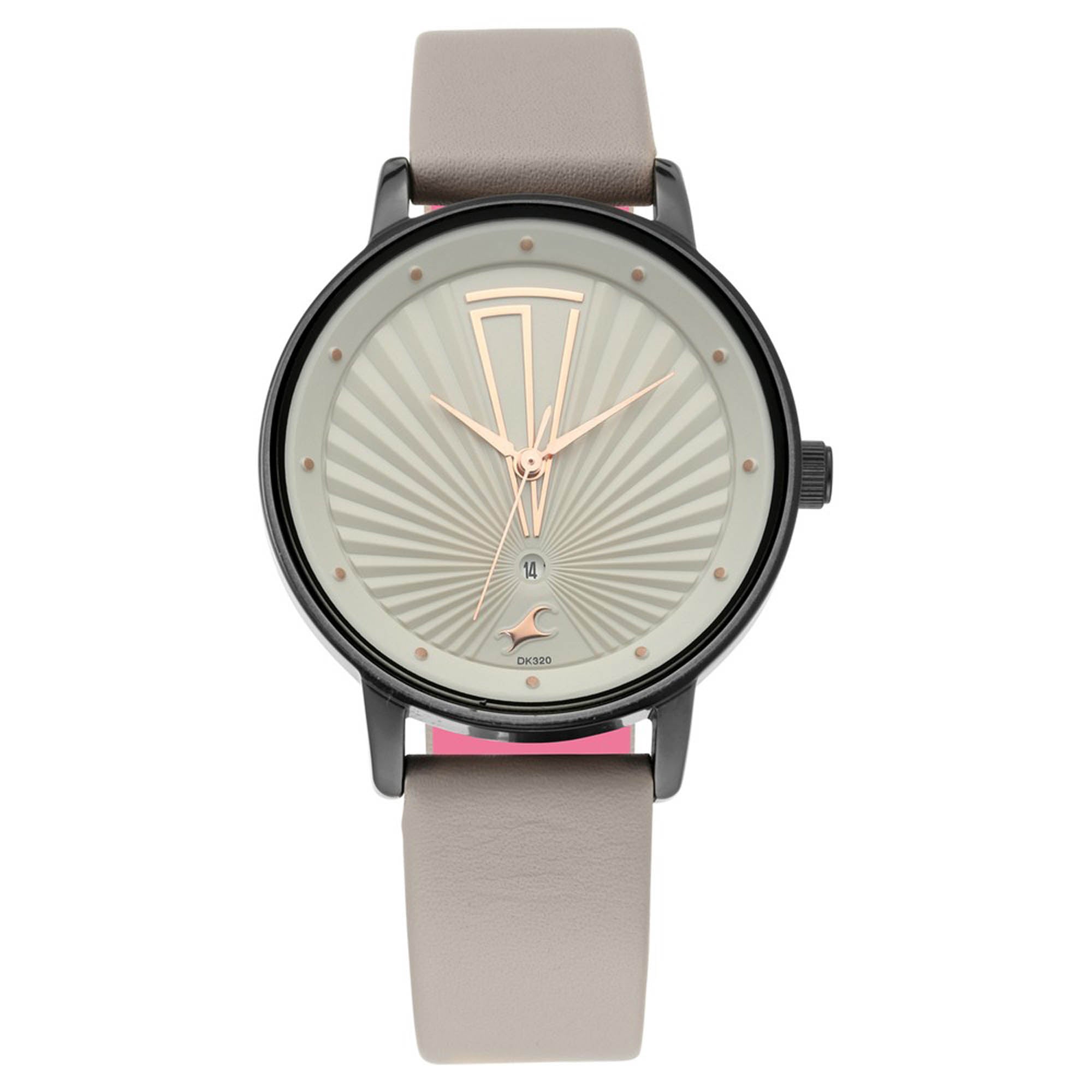 Fastrack Ruffle Watches Fastrack Ruffles Quartz Analog with Date Grey Dial Leather Strap Watch ...
