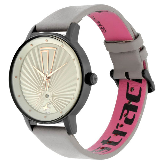 Fastrack Fastrack Ruffles Quartz Analog with Date Grey Dial Leather Strap Watch for Girls