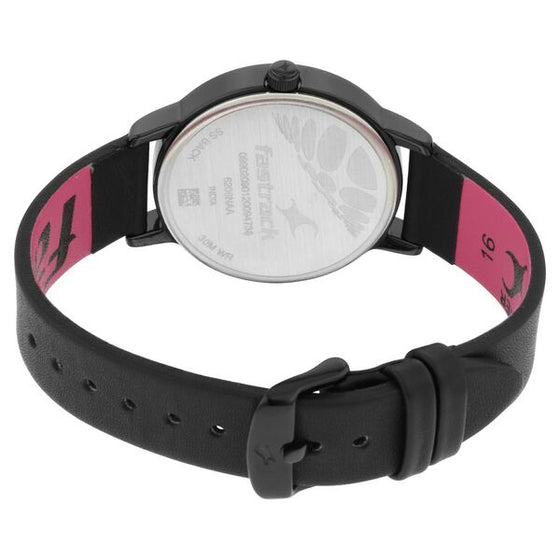 Fastrack Ruffles Quartz Analog with Date Black Dial Leather Strap Watch for Girls