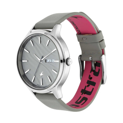 Fastrack Fastrack Ruffles Quartz Analog with Day and Date Grey Dial Leather Strap Watch for Girls