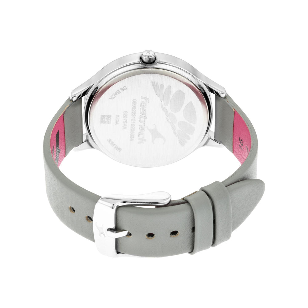 Fastrack Fastrack Ruffles Quartz Analog with Day and Date Grey Dial Leather Strap Watch for Girls