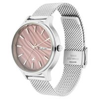 Fastrack Ruffles Quartz Analog with Day and Date Pink Dial Stainless Steel Strap Watch for Girls