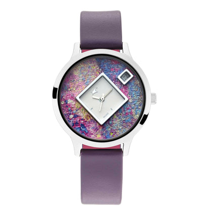Fastrack Fit Outs Quartz Analog with Date Multicoloured Dial Leather Strap Watch for Girls