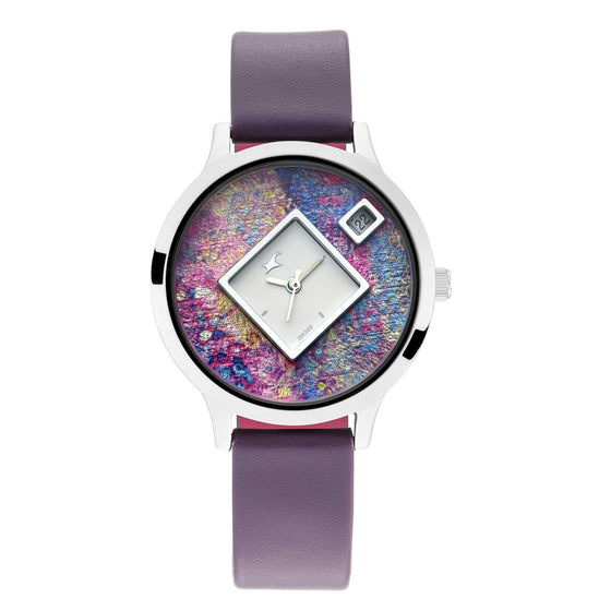 Fastrack Fit Outs Quartz Analog with Date Multicoloured Dial Leather Strap Watch for Girls