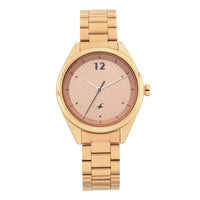 Fastrack Quartz Analog Rose Gold Dial Stainless Steel Strap Watch for Girls