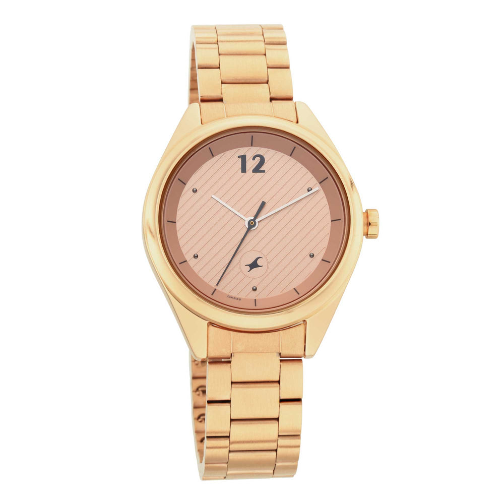 Fastrack Quartz Analog Rose Gold Dial Stainless Steel Strap Watch for Girls