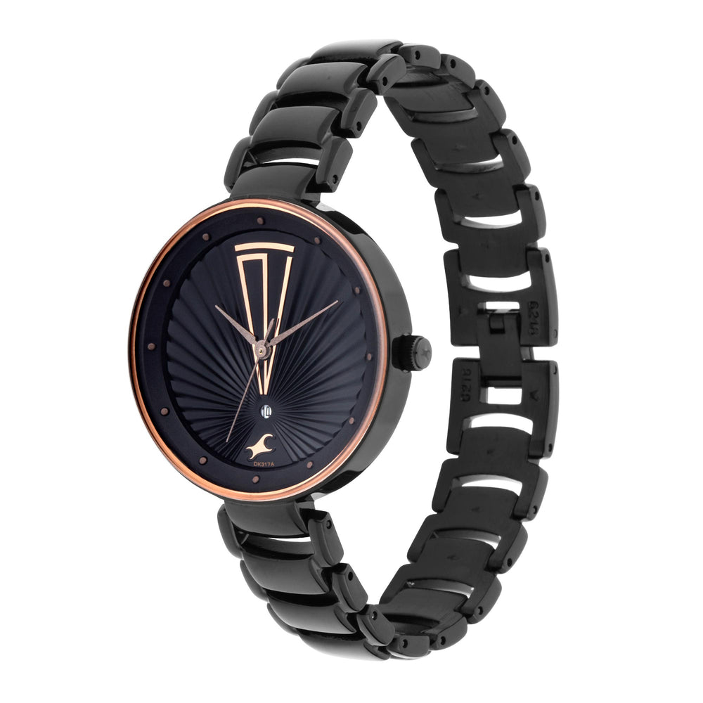 Fastrack Fastrack Ruffles Quartz Analog with Date Black Dial Stainless Steel Strap Watch for Girls