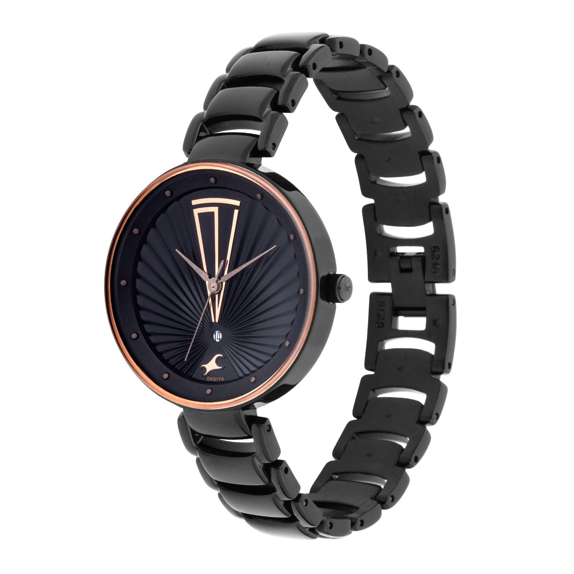 Fastrack Fastrack Ruffles Quartz Analog with Date Black Dial Stainless Steel Strap Watch for Girls