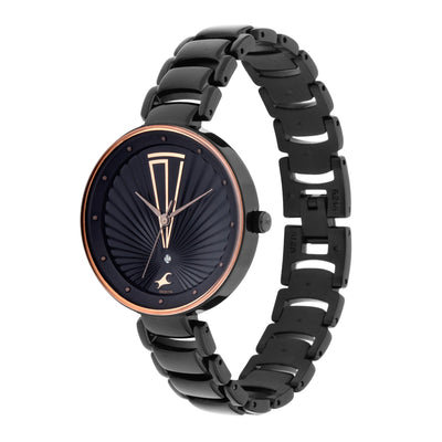 Fastrack Fastrack Ruffles Quartz Analog with Date Black Dial Stainless Steel Strap Watch for Girls