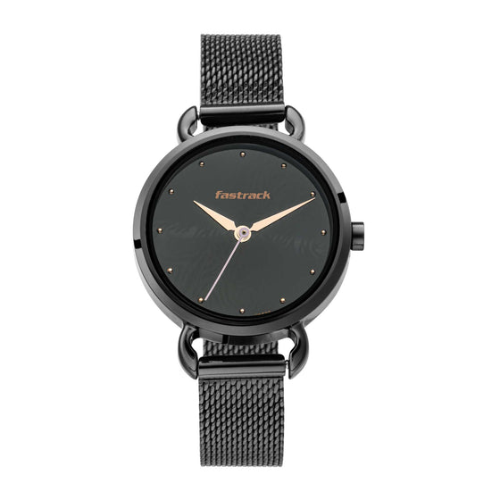Fastrack Fastrack Animal Print Quartz Analog Black Dial Stainless Steel Strap Watch for Girls