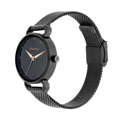 Fastrack Fastrack Animal Print Quartz Analog Black Dial Stainless Steel Strap Watch for Girls