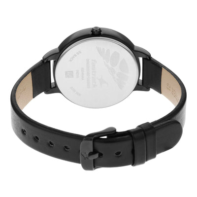 Fastrack Glitch Quartz Analog Black Dial Leather Strap Watch for Girls