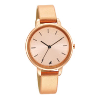 Fastrack Glitch Quartz Analog Rose Gold Dial Leather Strap Watch for Girls