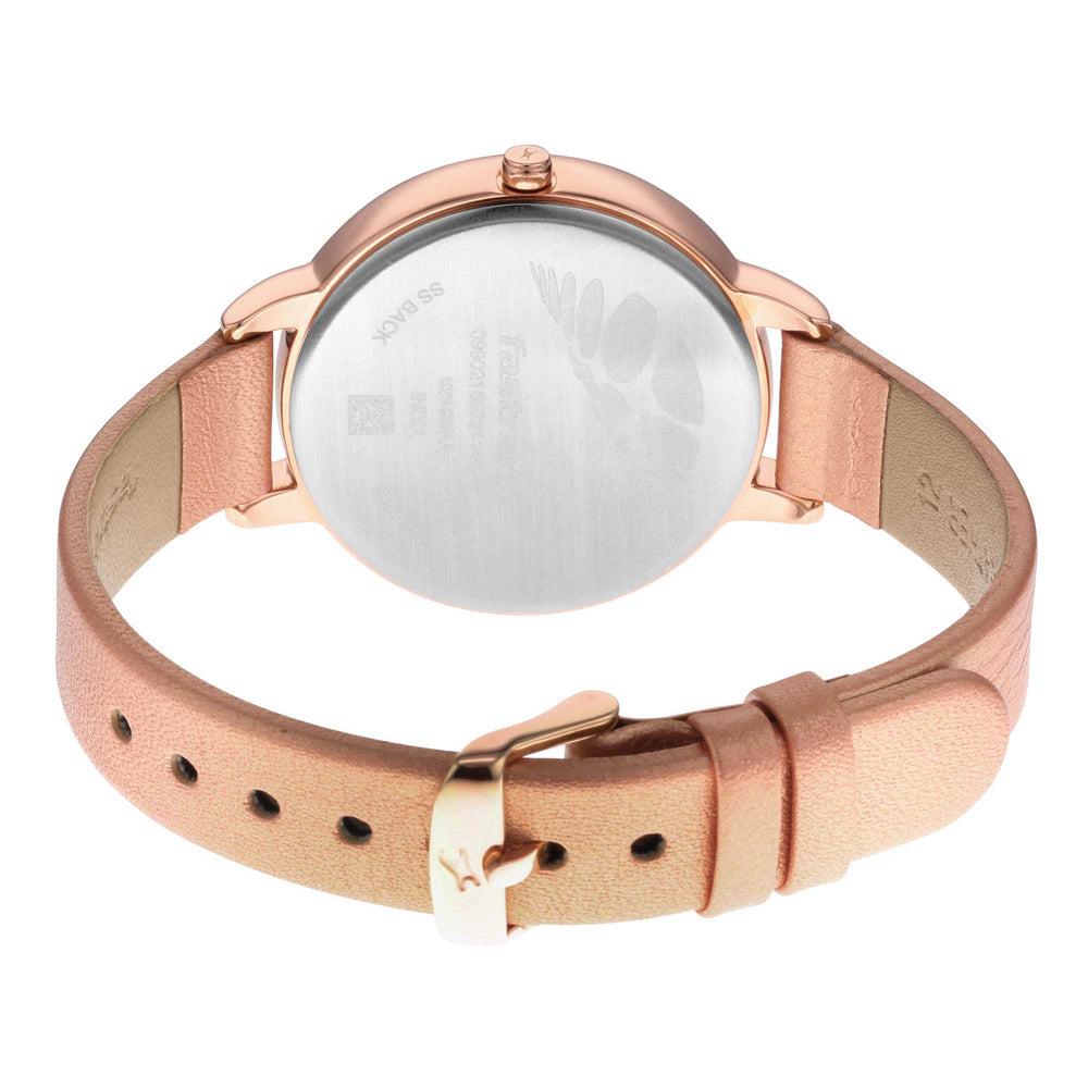 Fastrack Glitch Quartz Analog Rose Gold Dial Leather Strap Watch for Girls