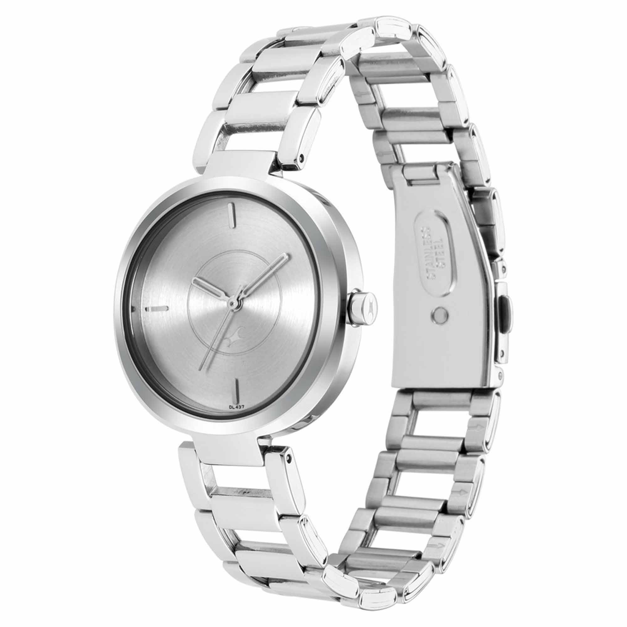 Fastrack Stunners Quartz Analog Silver Dial Metal Strap Watch for Women