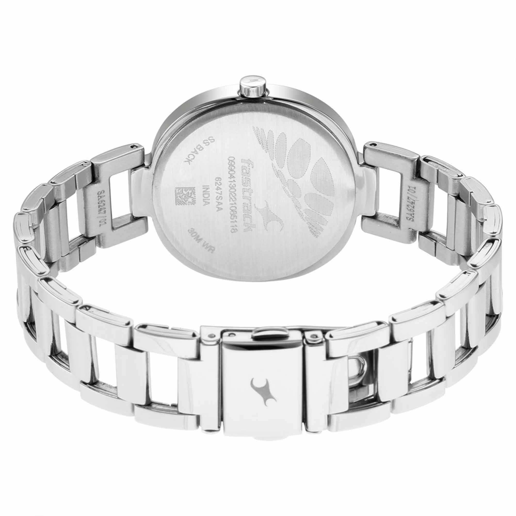 Fastrack Stunners Quartz Analog Silver Dial Metal Strap Watch for Women