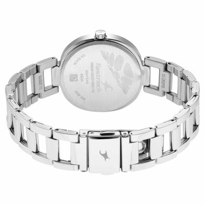 Fastrack Stunners Quartz Analog Silver Dial Metal Strap Watch for Girls