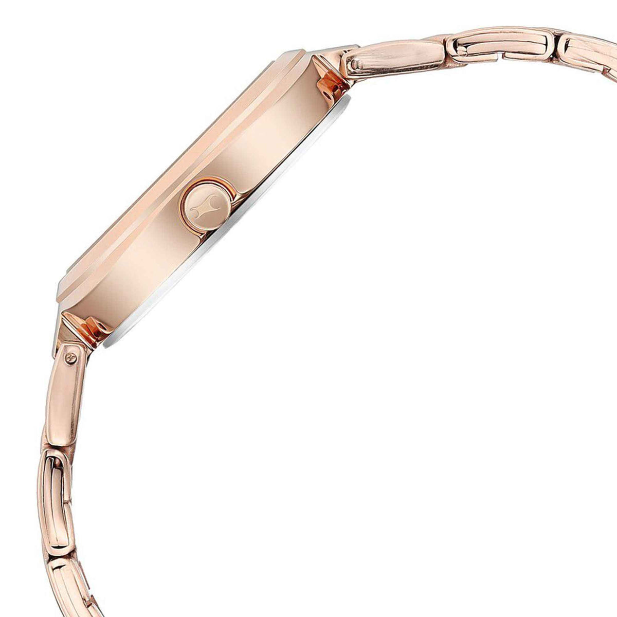 Fastrack Gold Dial Stainless Steel Strap Analog Watch for Women