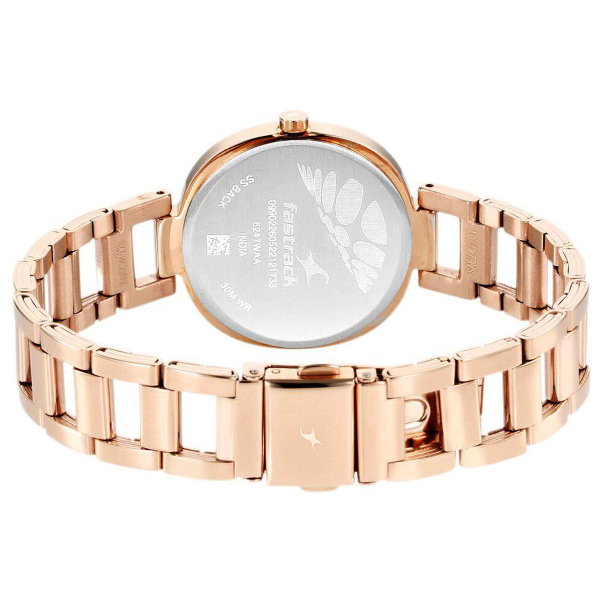Fastrack Gold Dial Stainless Steel Strap Analog Watch for Women