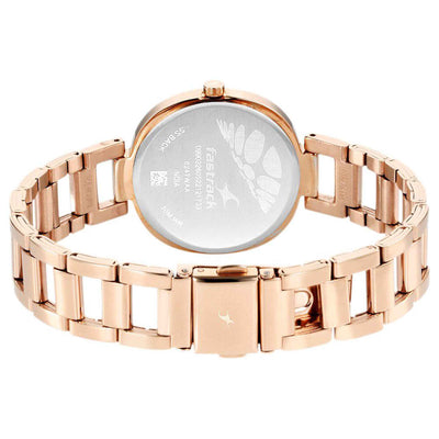 Fastrack Gold Dial Stainless Steel Strap Analog Watch for Women