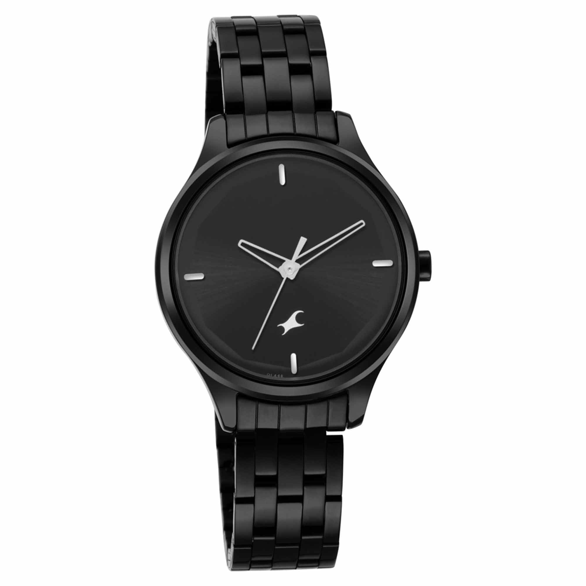 Fastrack Stunners Quartz Analog Black Dial Metal Strap Watch for Women