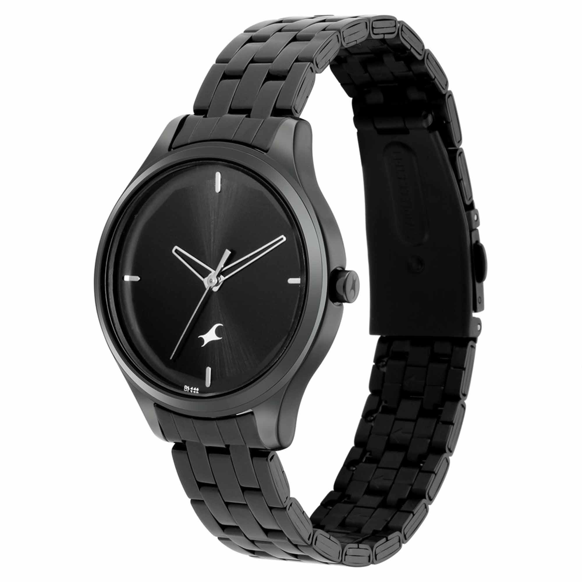 Fastrack Stunners Quartz Analog Black Dial Metal Strap Watch for Women