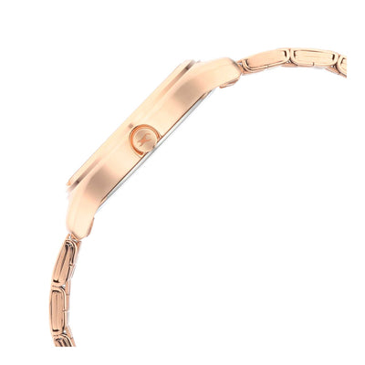 Fastrack White Dial Rose Gold Stainless Steel Strap Analog Watch for Women