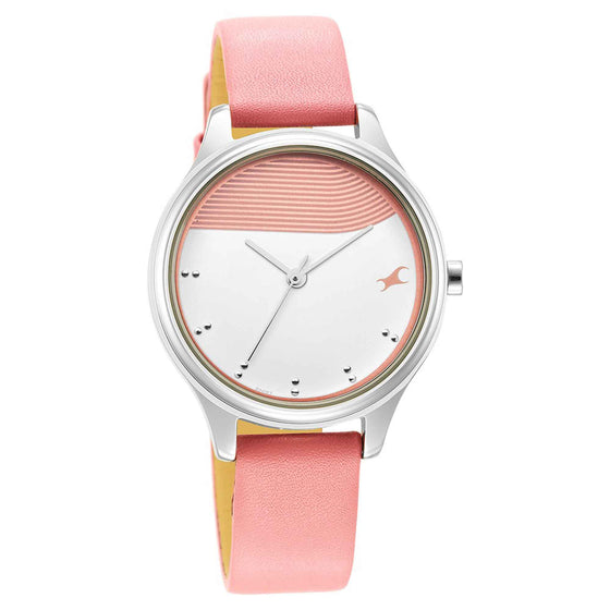 Fastrack Stunners Quartz Analog Pink Dial Leather Strap Watch for Girls