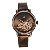 Fastrack Automatics Brown Dial Stainless Steel Strap Watch for Girls