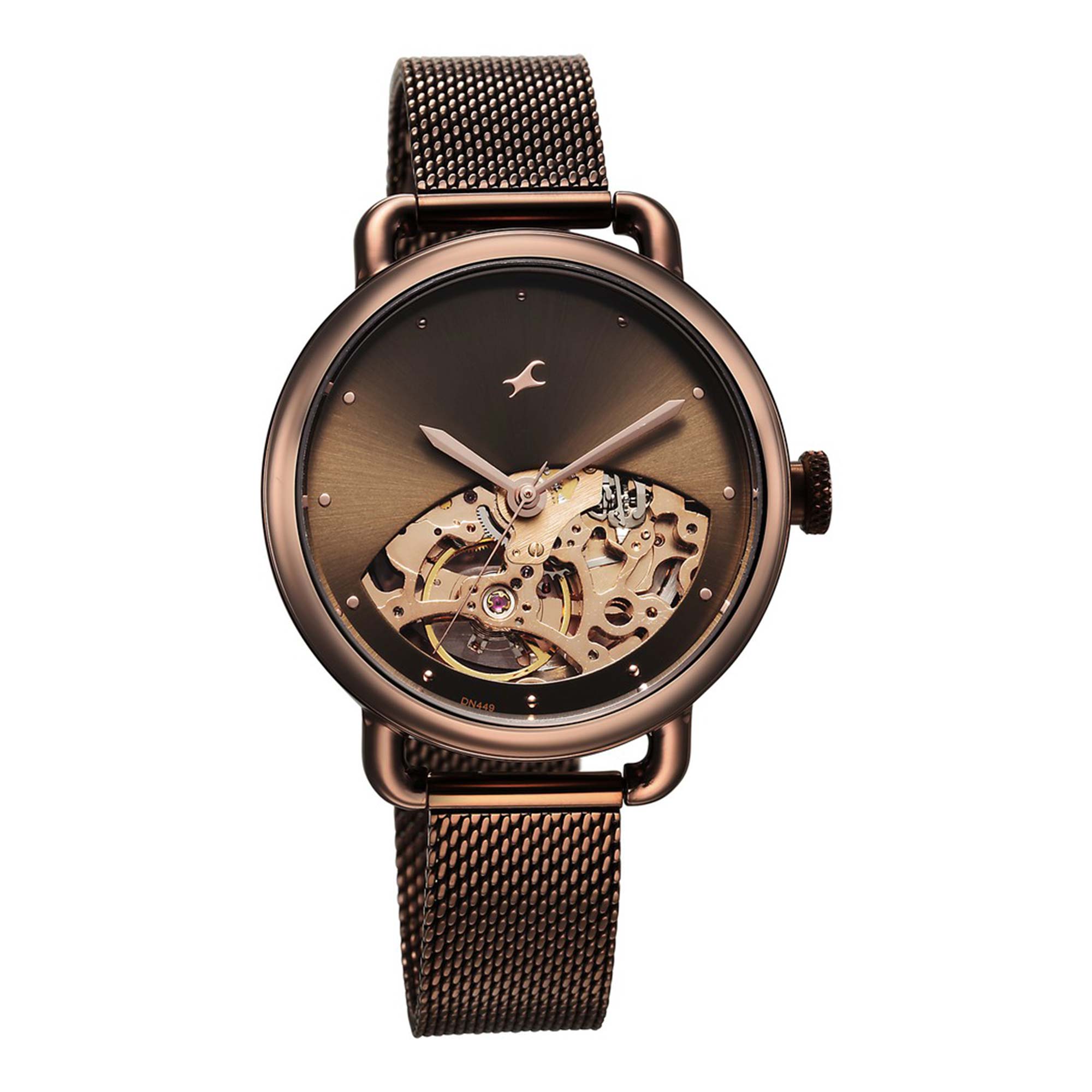 Fastrack Automatics Brown Dial Stainless Steel Strap Watch for Girls