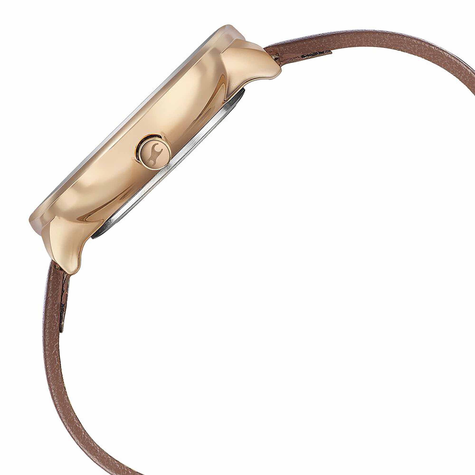 Fastrack Stunners Analog Rose Gold Dial Brown Leather Strap Watch For Women
