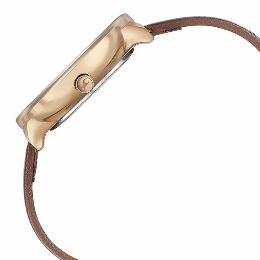 Fastrack Stunners Analog Rose Gold Dial Brown Leather Strap Watch For Girls