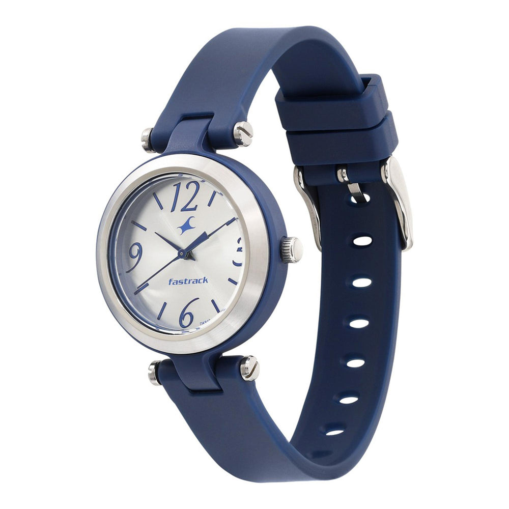 Fastrack Trendies Quartz Analog White Dial Silicone Strap Watch for Girls