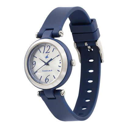 Fastrack Trendies Quartz Analog White Dial Silicone Strap Watch for Girls