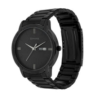 Sonata Quartz Analog with Day and Date Black Dial Stainless Steel Strap Watch for Men